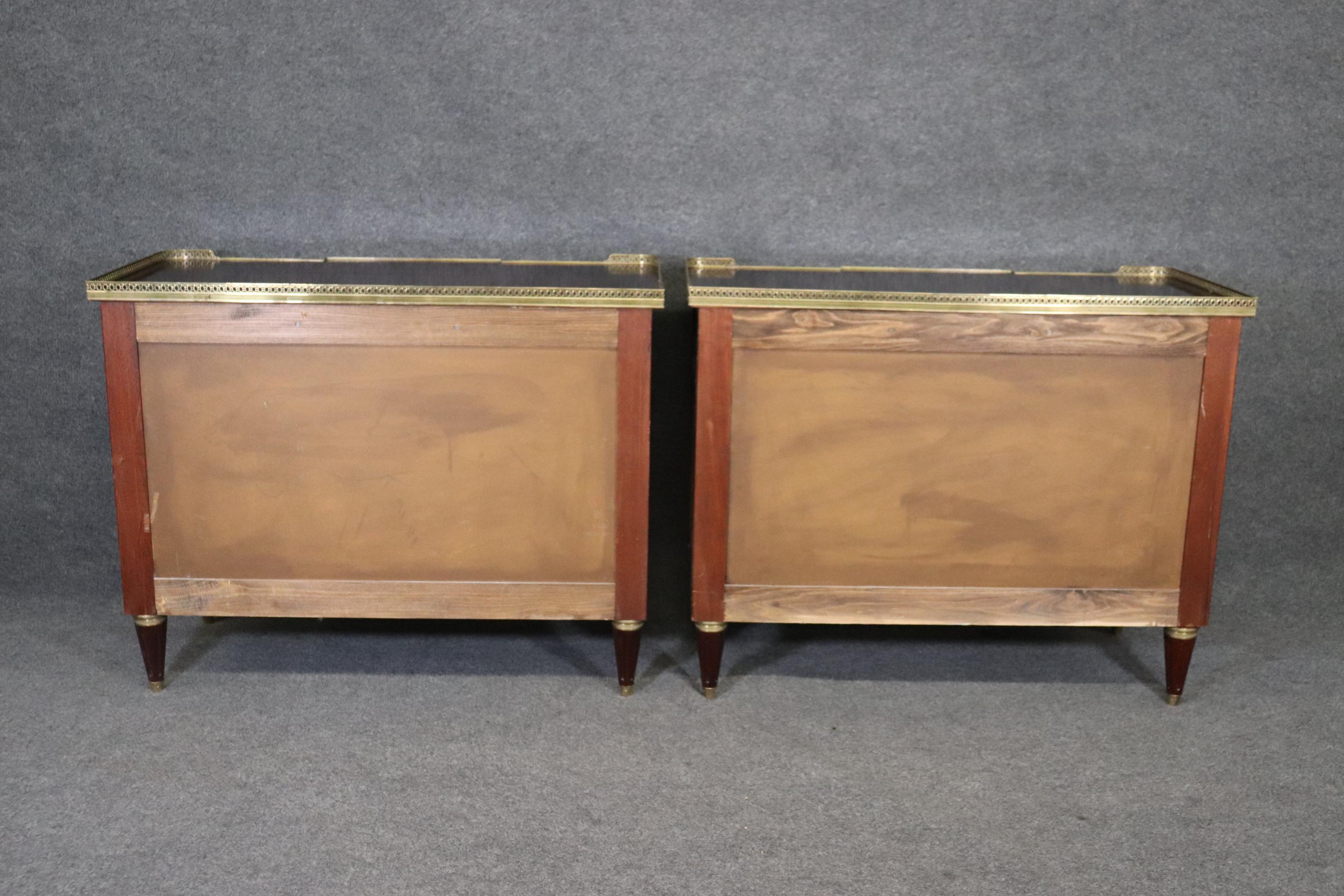 Fine Pair of Custom-Made French Louis XVI Bronze Mounted Jansen Style Commodes 12