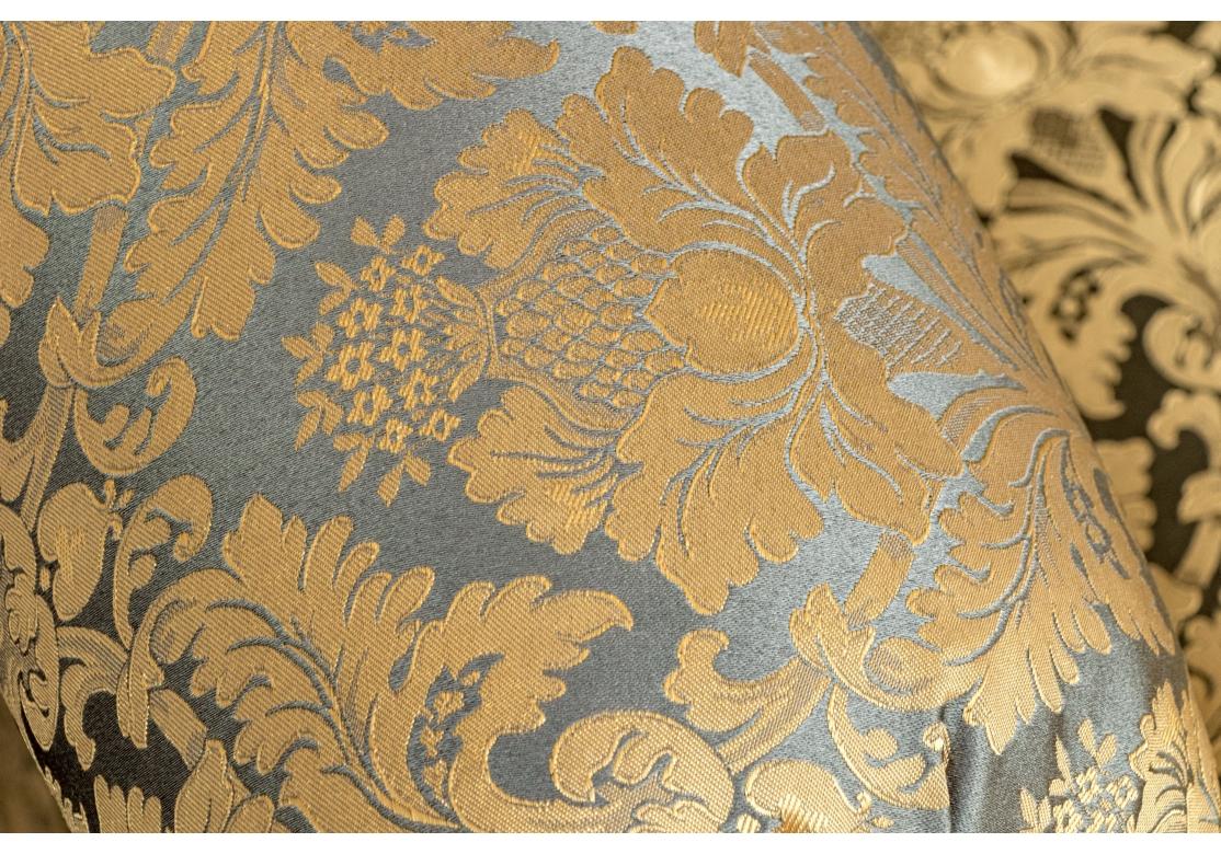 Fine Pair Of Custom Upholstered Camelback Love Seats For Sale 6