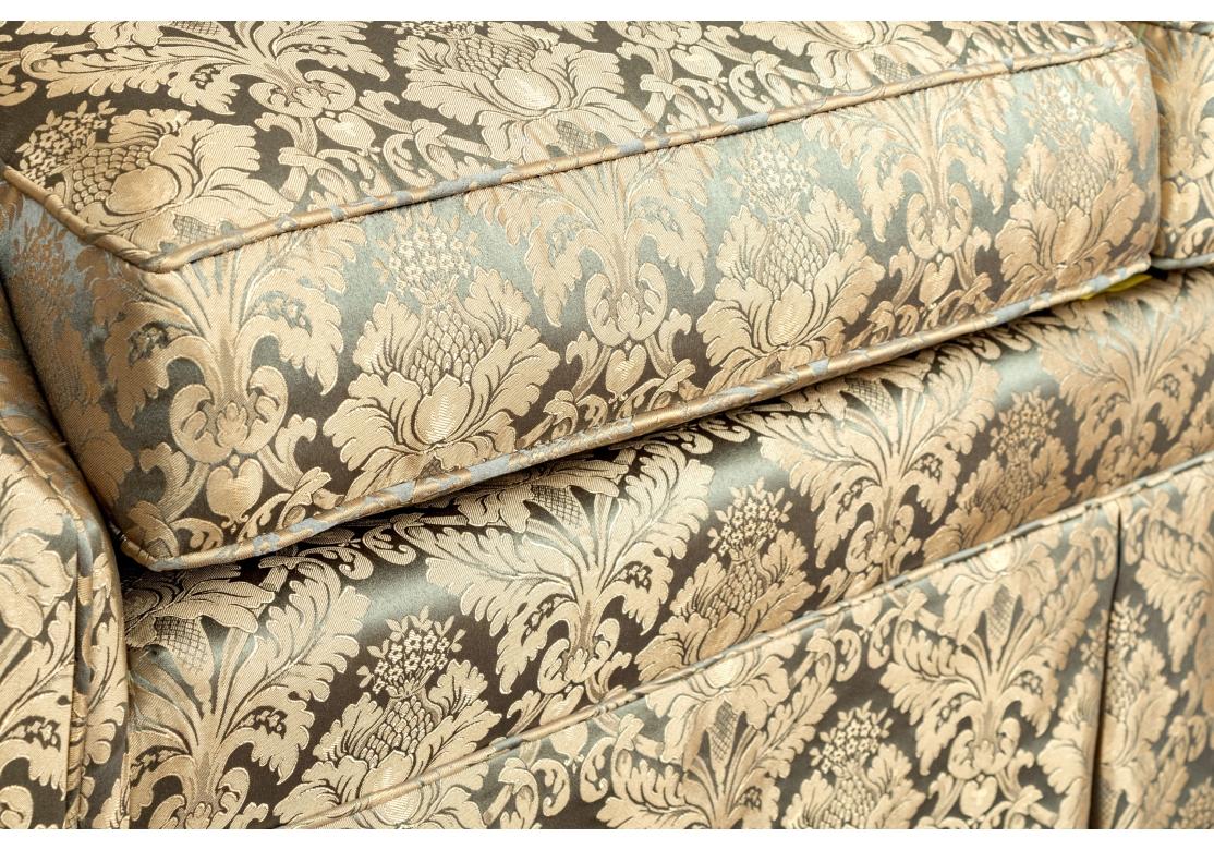 Fine Pair Of Custom Upholstered Camelback Love Seats For Sale 8