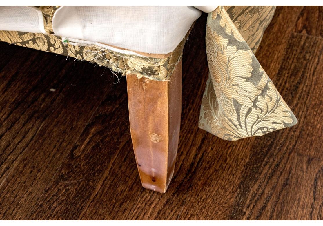 Fine Pair Of Custom Upholstered Camelback Love Seats In Fair Condition For Sale In Bridgeport, CT