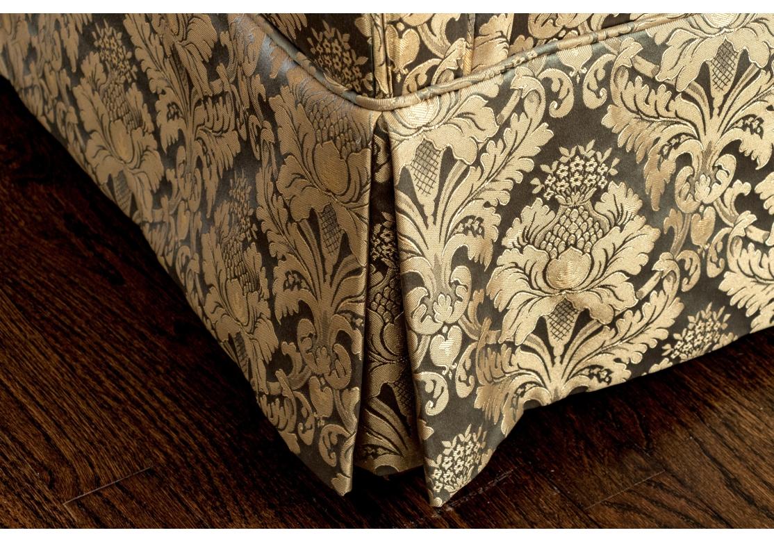 Fine Pair Of Custom Upholstered Camelback Love Seats For Sale 2