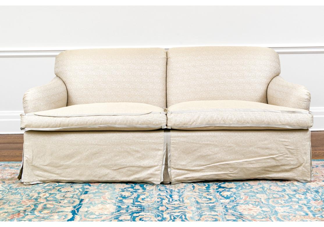 Fine Pair Of Custom Upholstered Loveseats In Fair Condition For Sale In Bridgeport, CT