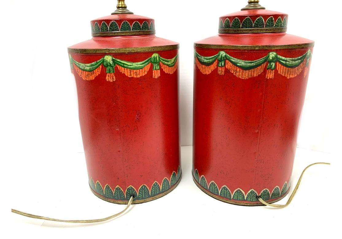 Fine Pair Of Decorative Tea Canister Form Lamps For Sale 3