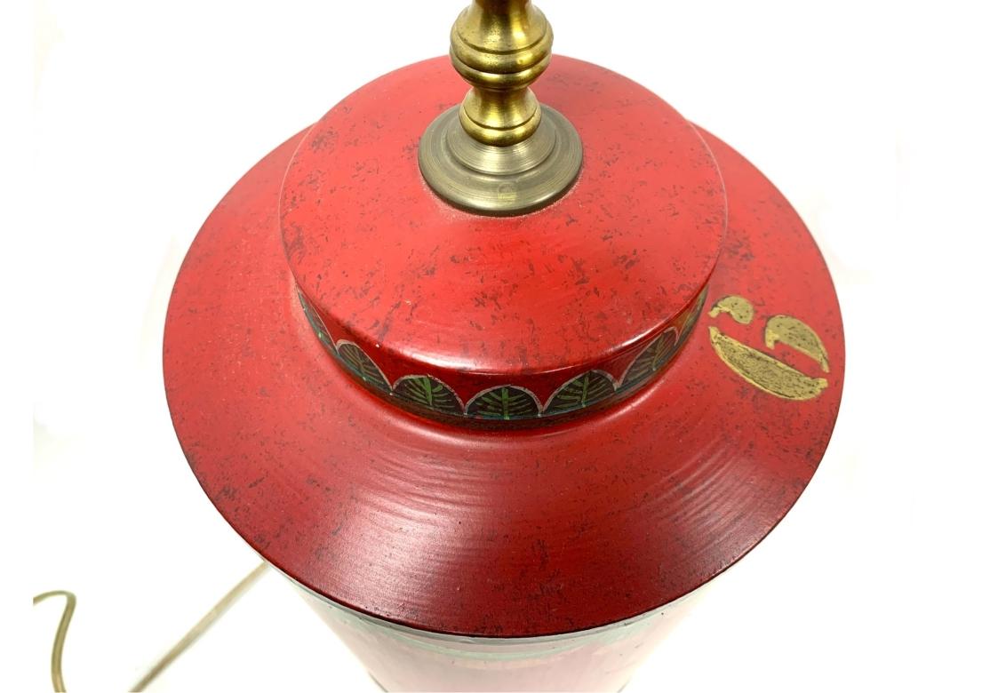 Metal Fine Pair Of Decorative Tea Canister Form Lamps For Sale