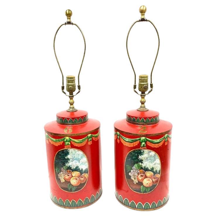 Fine Pair Of Decorative Tea Canister Form Lamps