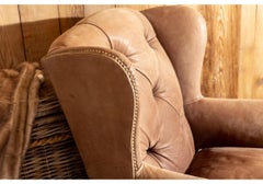 Fine Pair of Drexel for Lillian August Leather Wing Chairs