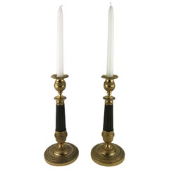 Fine Pair of Early 19th Century Empire Gilt Bronze Candlesticks