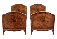 Fine Pair of Early 20th Century Inlaid Birch Single Beds