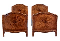 Fine Pair of Early 20th Century Inlaid Birch Single Beds