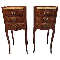 Fine Pair of Early 20th Century Ormolu Mounted Marble Top Chests or Tables