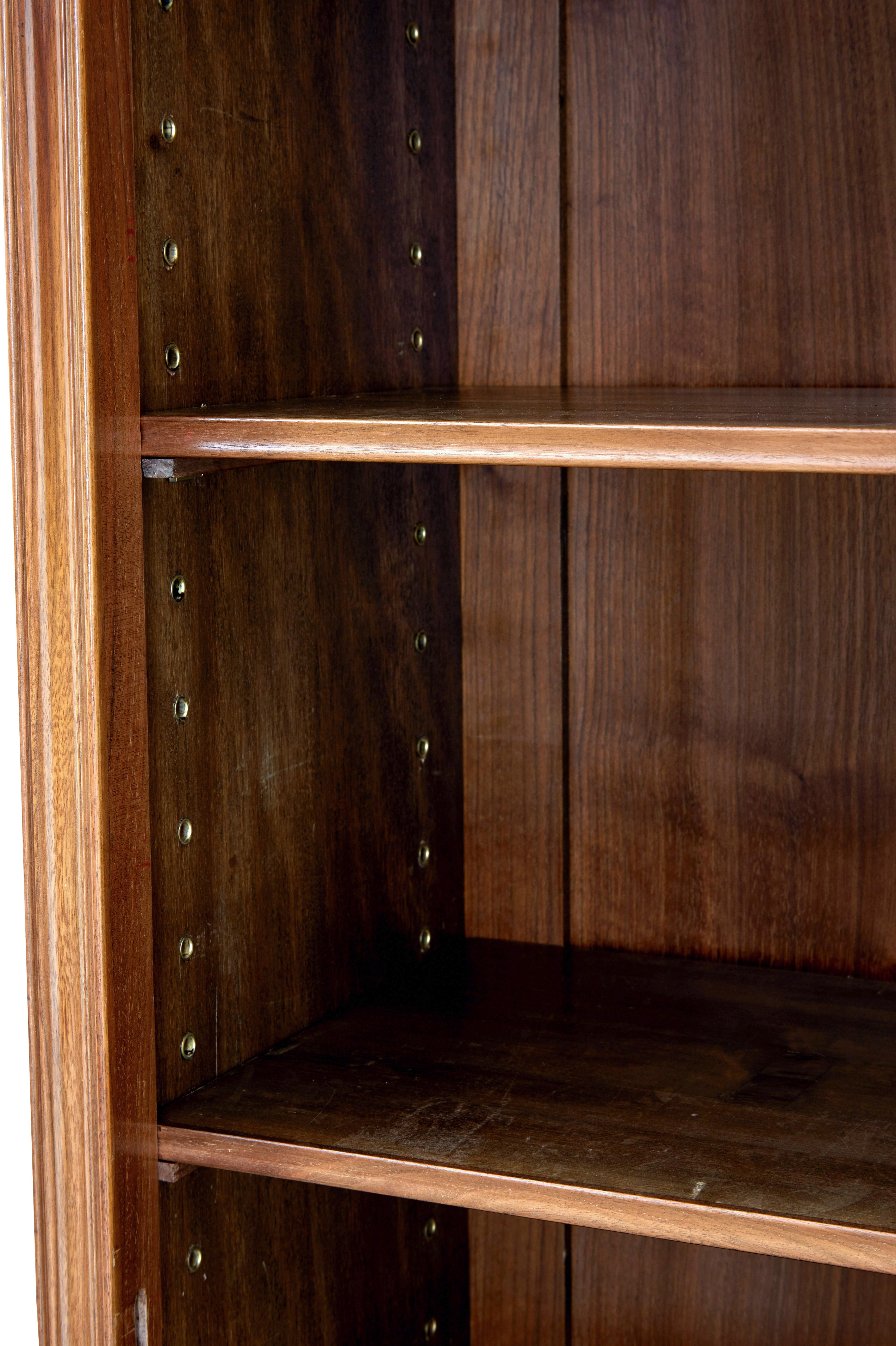 Art Nouveau Fine Pair of Early 20th Century Walnut Bookcase Cabinets