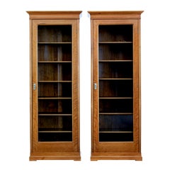 Antique Fine Pair of Early 20th Century Walnut Bookcase Cabinets