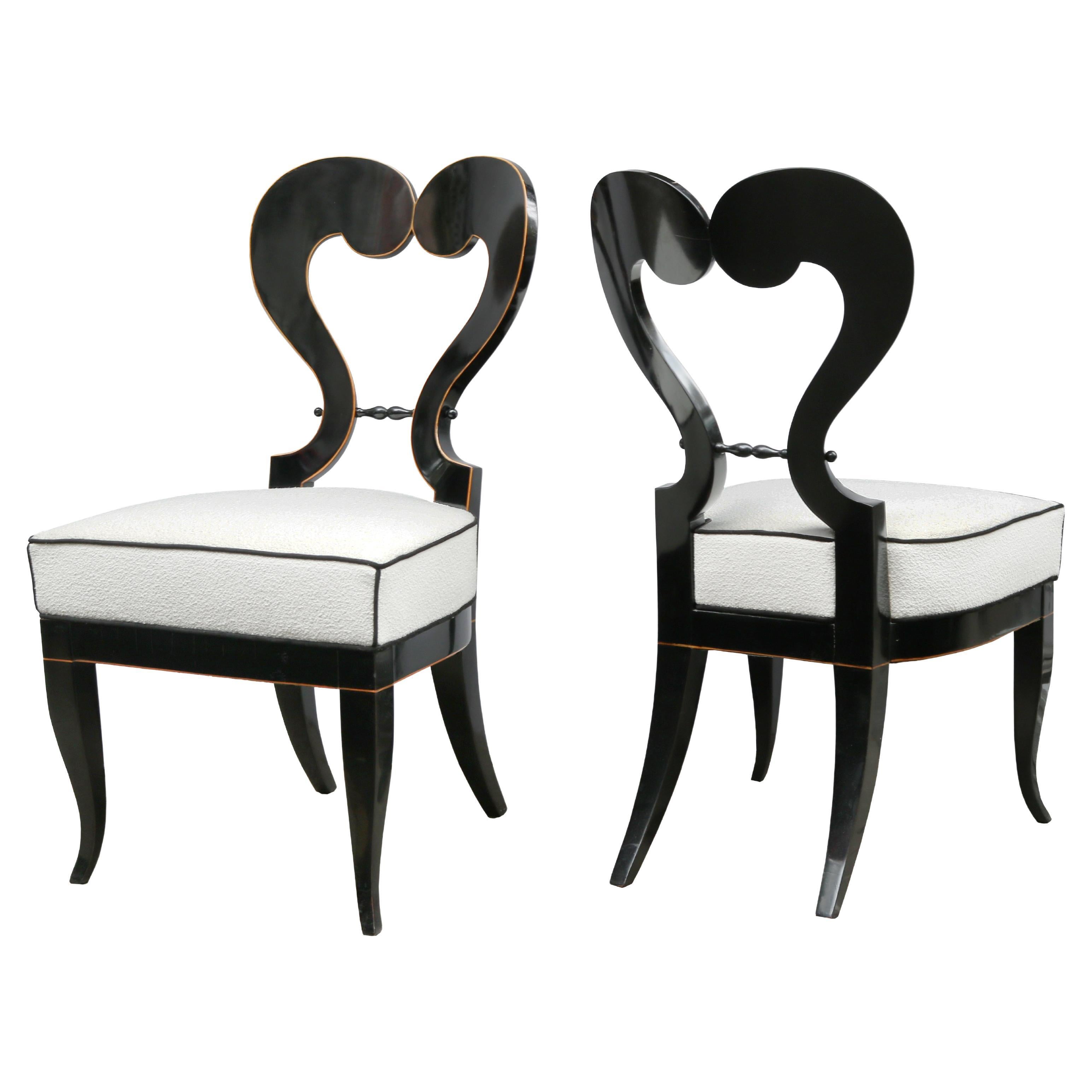 Fine Pair of Ebonized Biedermeier Side Chairs