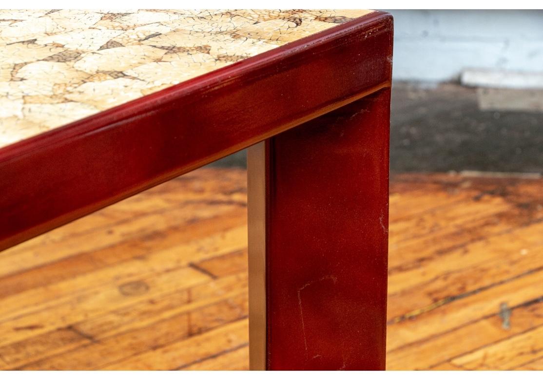 Fine Pair of Eggshell Lacquered Side Tables In Good Condition In Bridgeport, CT