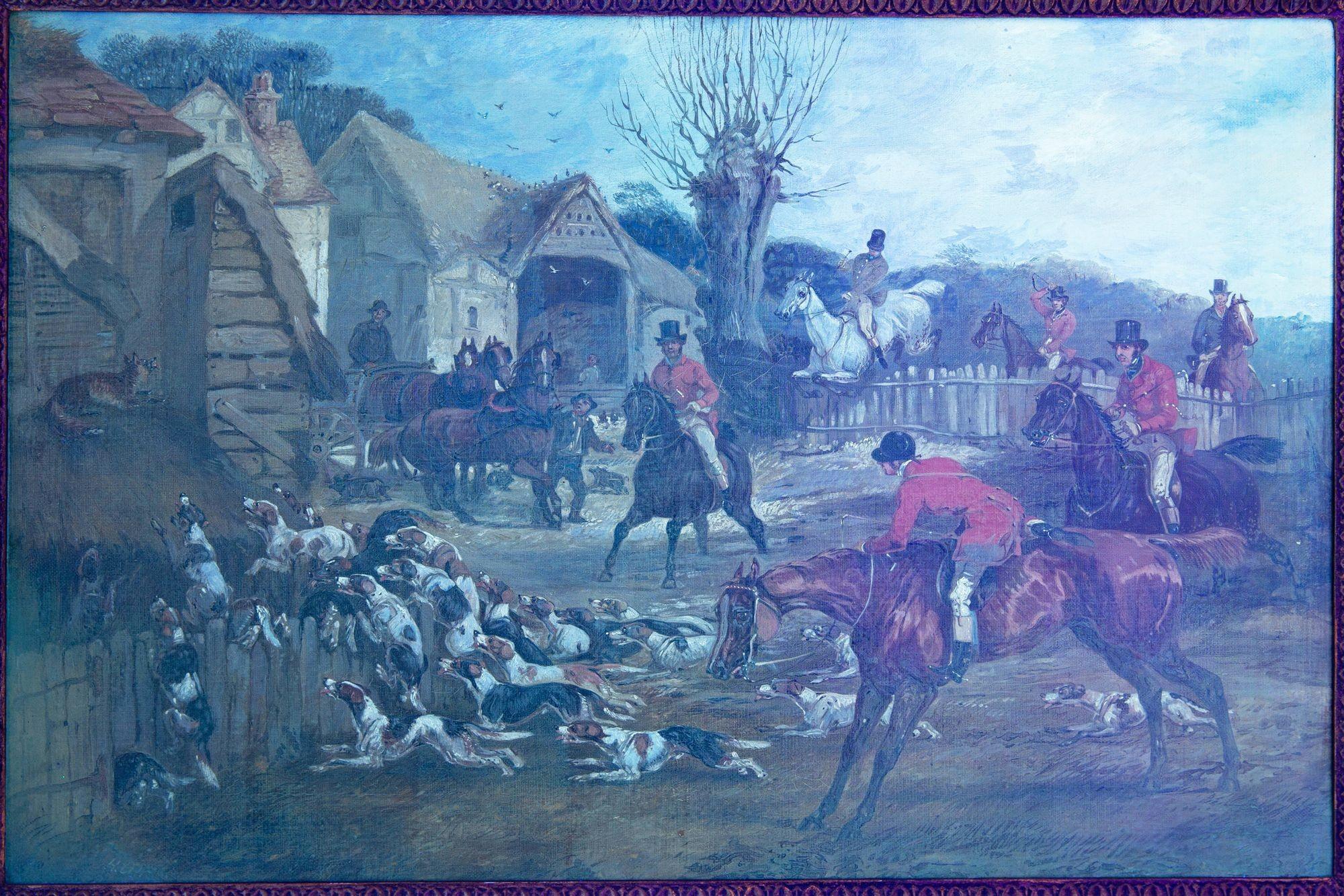 Pareja de cuadros antiguos ingleses al óleo con escenas de caza de Samuel Henry Alken en venta 7