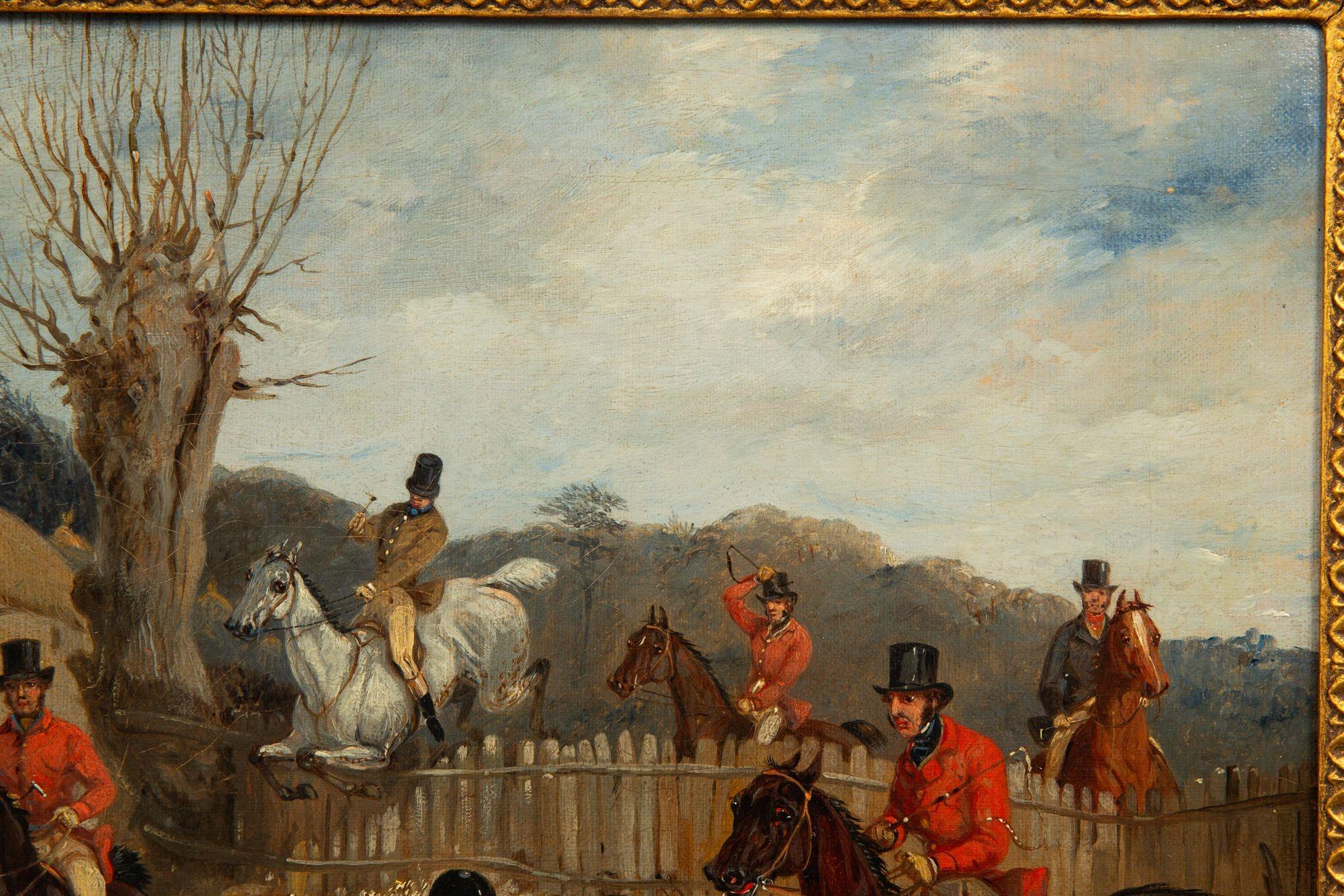 Pareja de cuadros antiguos ingleses al óleo con escenas de caza de Samuel Henry Alken en venta 9