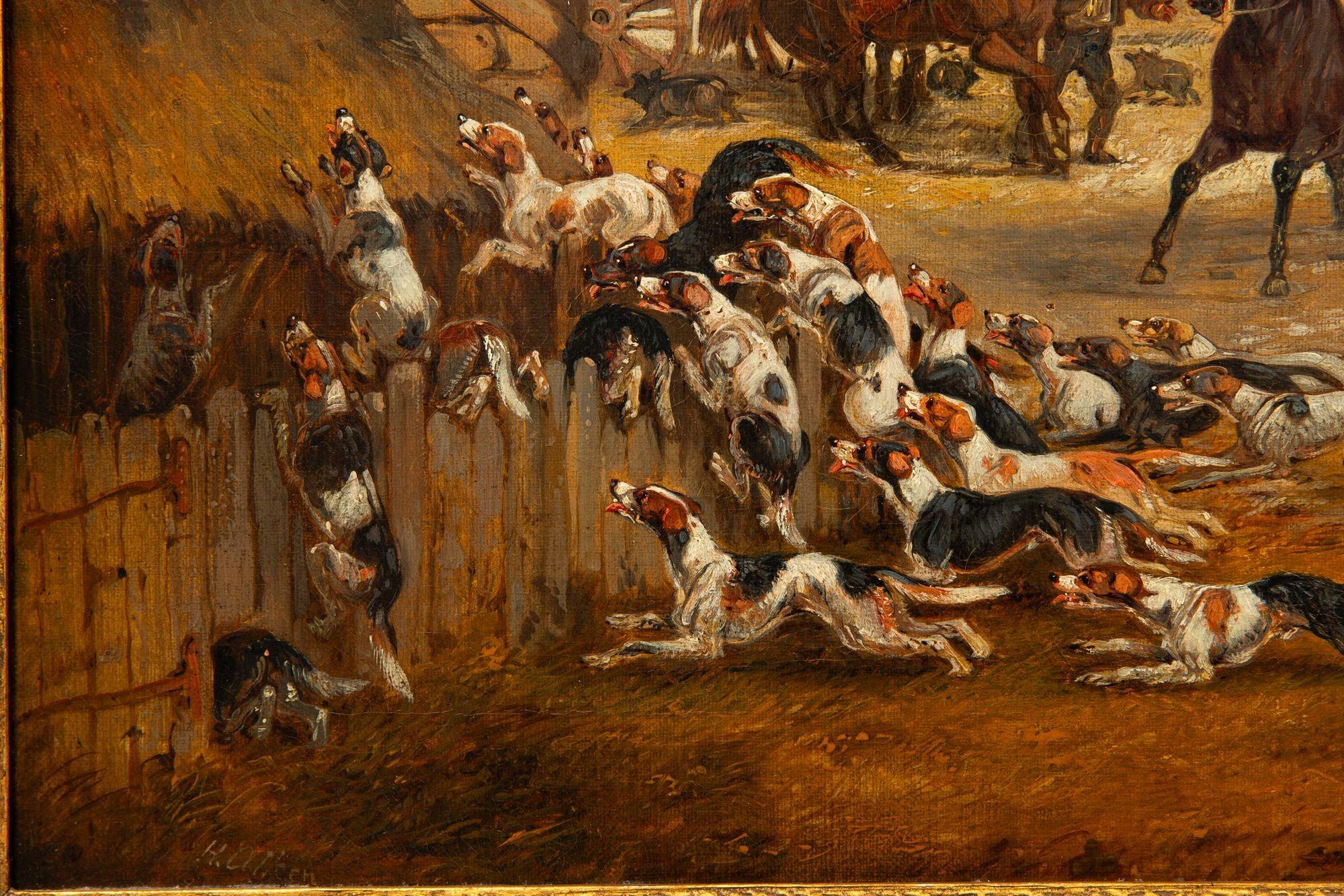 Pareja de cuadros antiguos ingleses al óleo con escenas de caza de Samuel Henry Alken en venta 10