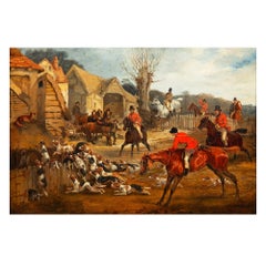 Bella coppia di dipinti antichi a olio di Samuel Henry Alken con scene di caccia