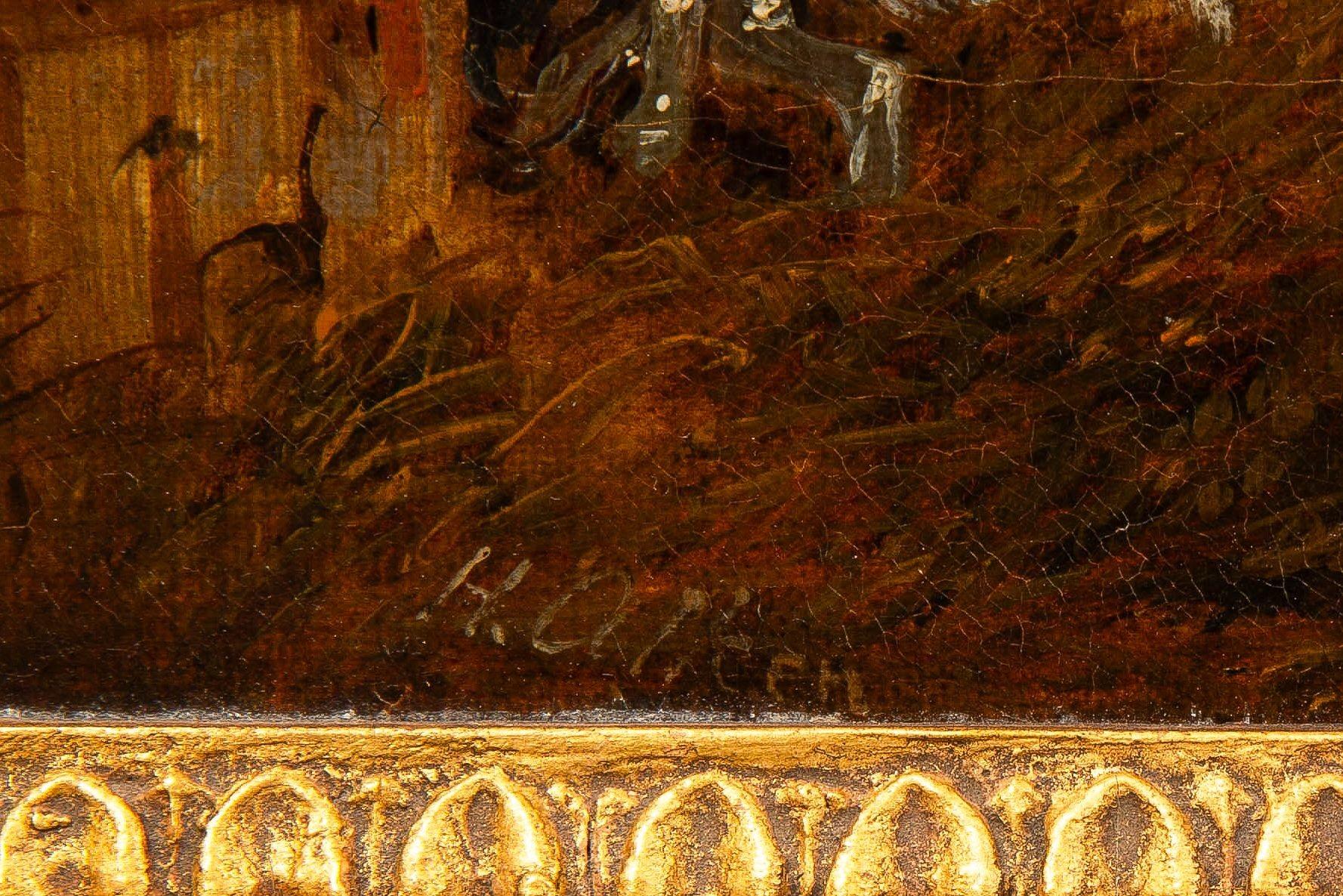 Pareja de cuadros antiguos ingleses al óleo con escenas de caza de Samuel Henry Alken siglo XIX en venta