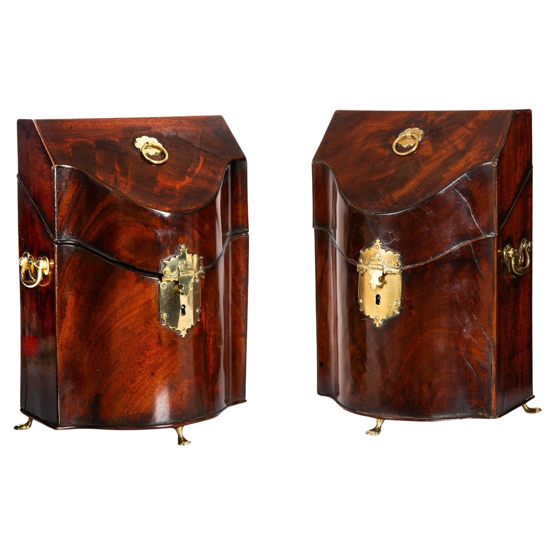 Fine Pair of English George III Period Antique Mahogany Boxes circa 1780 For Sale