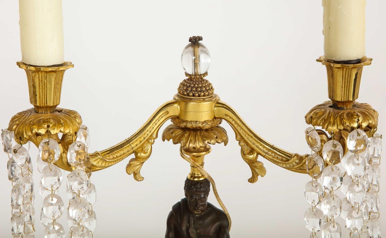 Fine Pair of English Regency Ormolu and Wedgwood Candelabra Lamps For Sale 4
