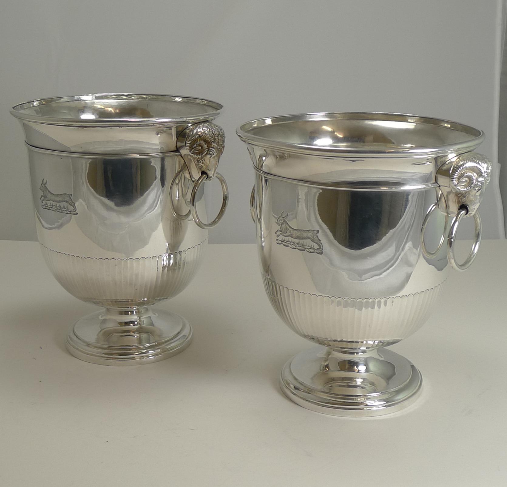 Fine Pair of English Sheffield Plate Wine / Champagne Coolers / Ice Buckets 3