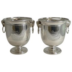 Fine Pair of English Sheffield Plate Wine / Champagne Coolers / Ice Buckets