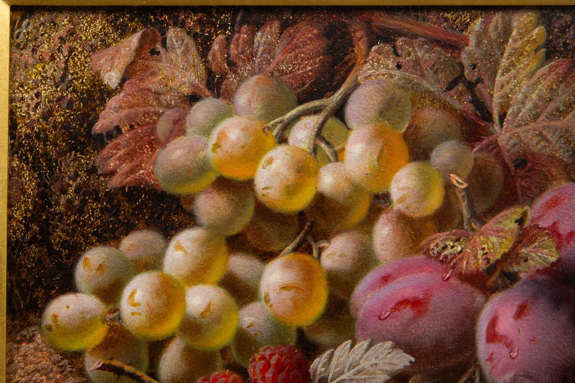 Feines Paar englischer viktorianischer Obststilllebengemälde von Oliver Clare im Angebot 5