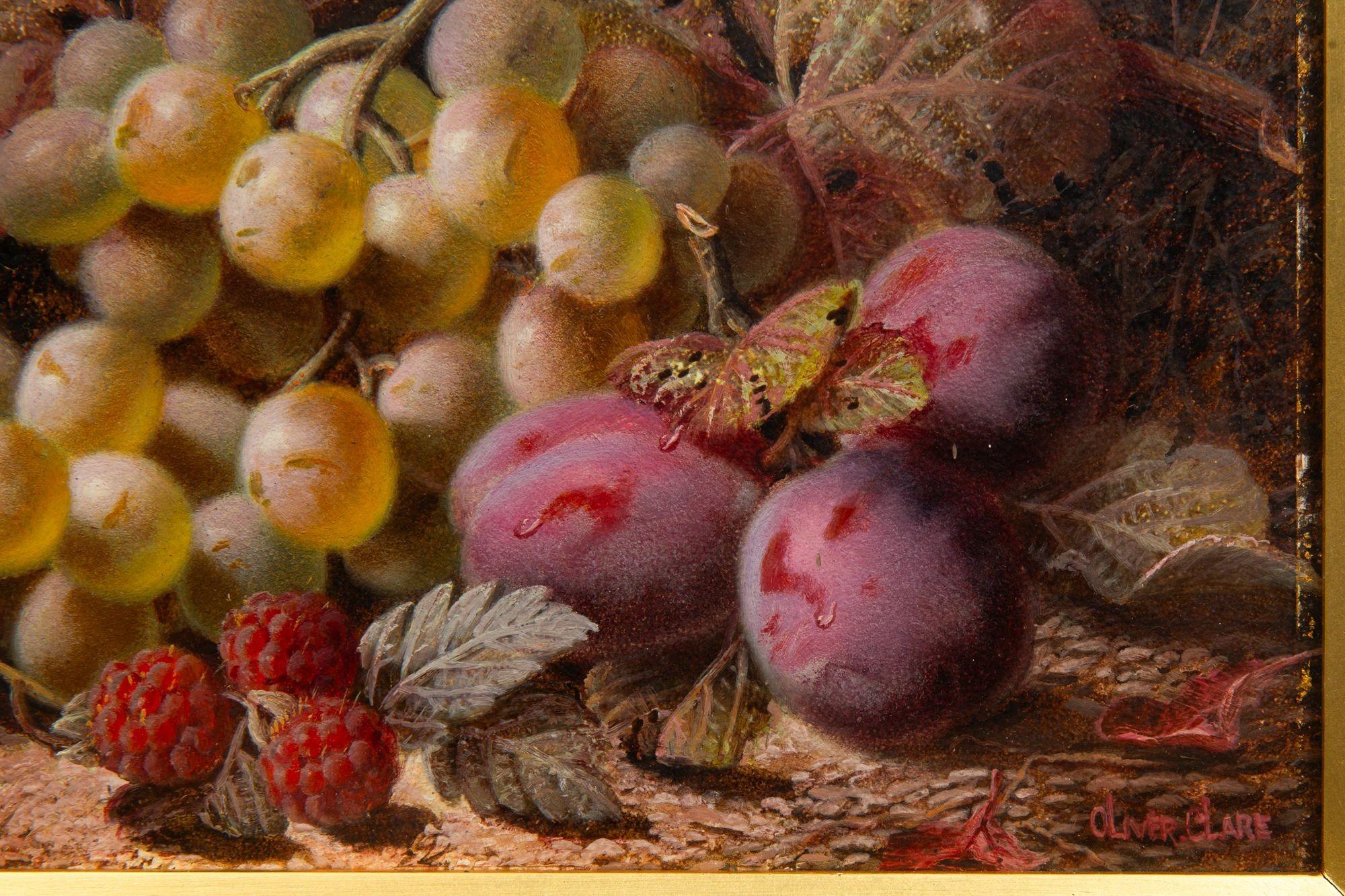 Feines Paar englischer viktorianischer Obststilllebengemälde von Oliver Clare im Angebot 6