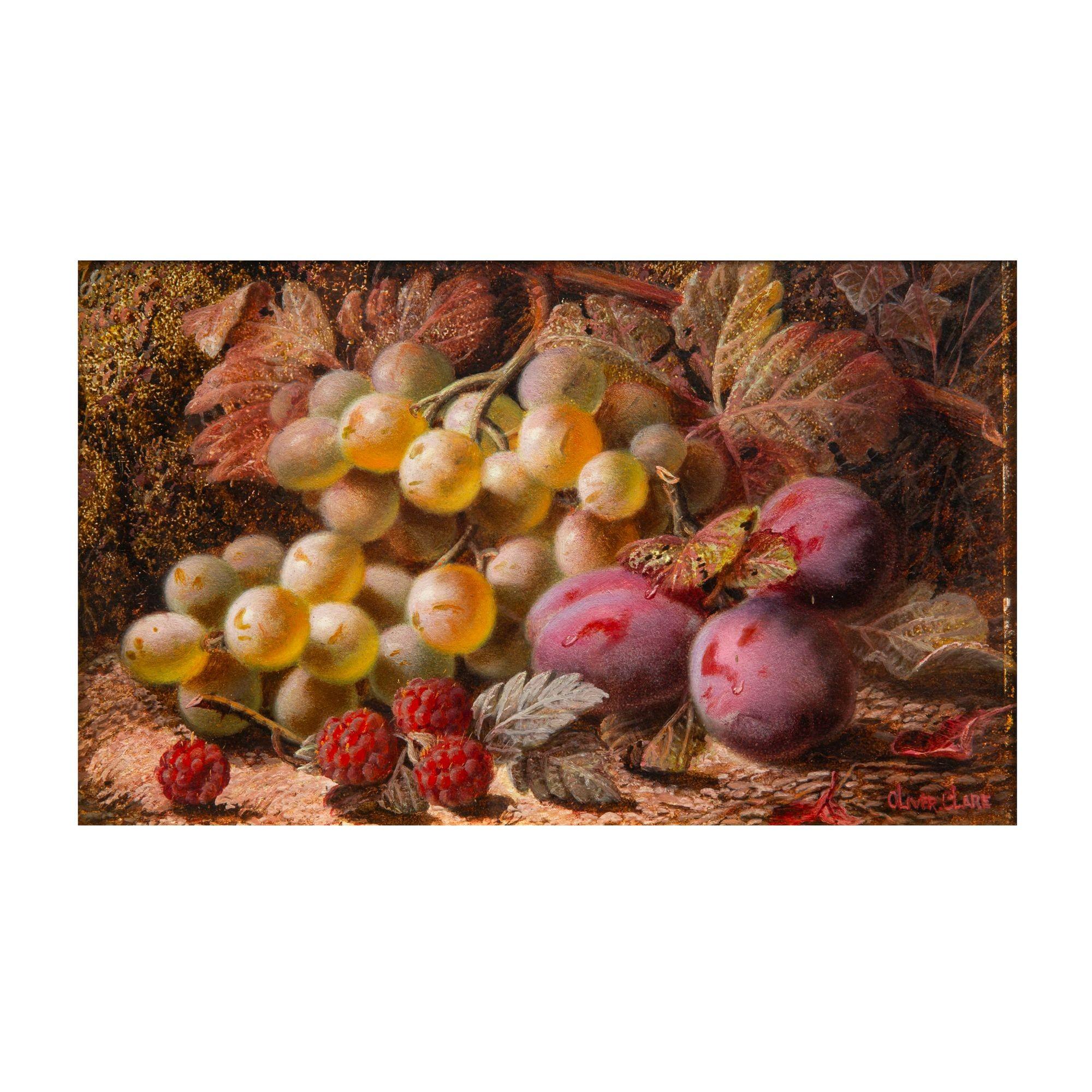 Feines Paar englischer viktorianischer Obststilllebengemälde von Oliver Clare (Viktorianisch) im Angebot