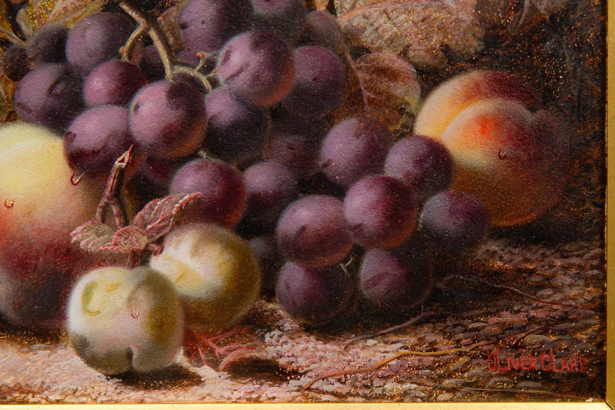 Feines Paar englischer viktorianischer Obststilllebengemälde von Oliver Clare im Angebot 1