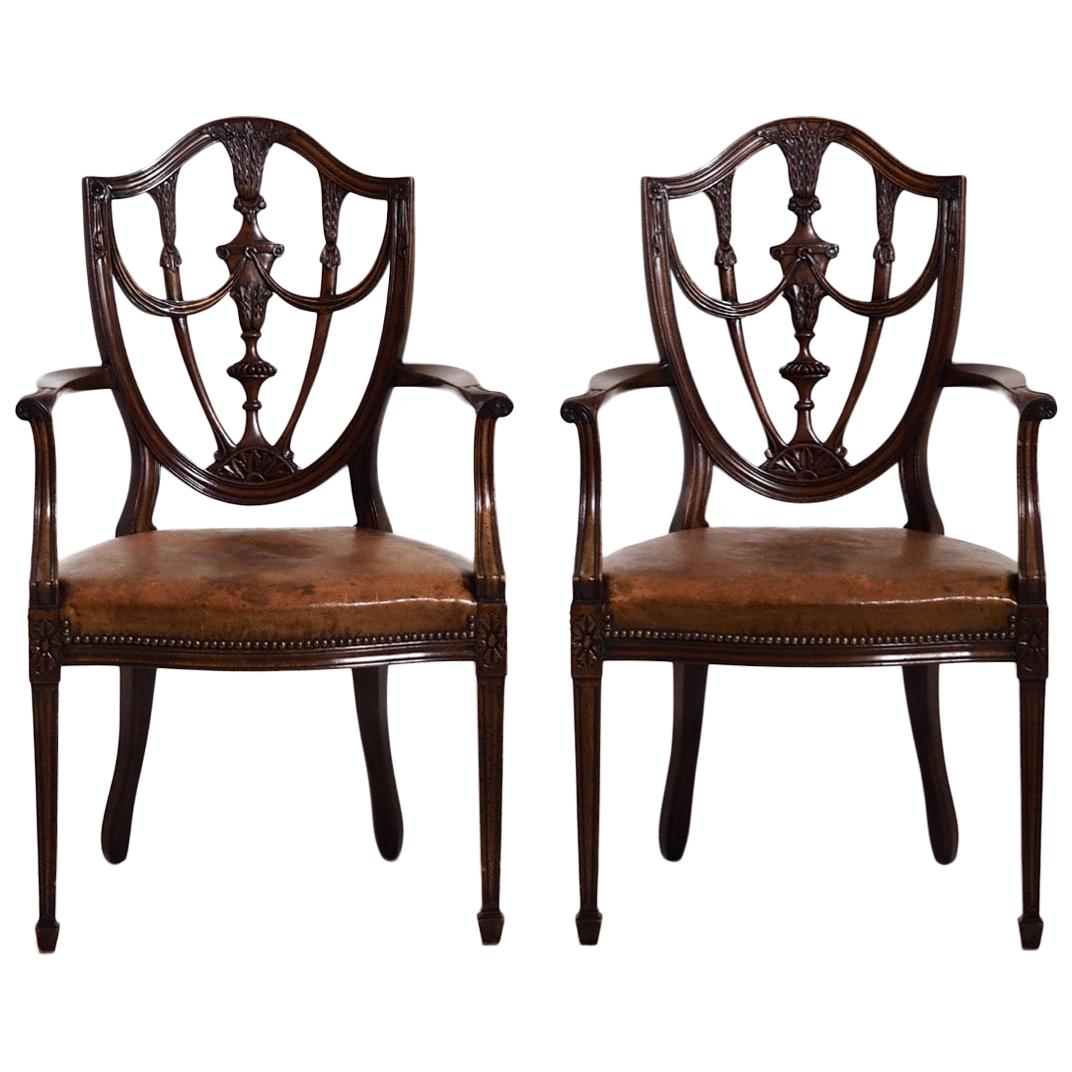 Fine Pair of European Mahogany Armchairs, circa 1880