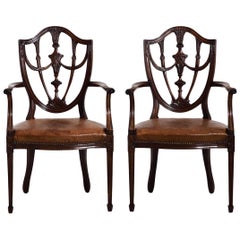 Fine Pair of European Mahogany Armchairs, circa 1880