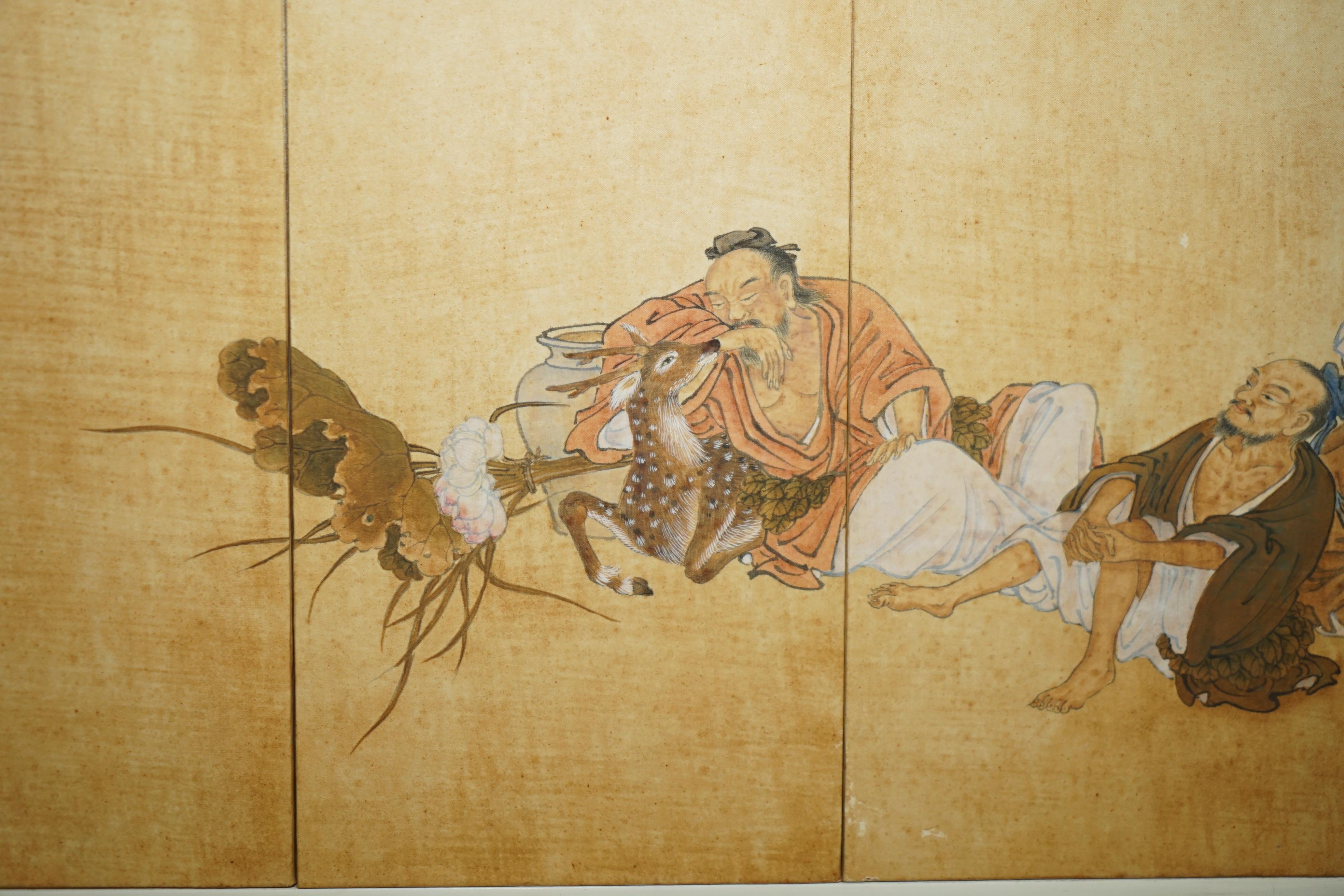 FINE PAIR OF EXTRA LARGE BOISTEROUS EXPLOITS OF THE DRUNKEN IMMORTALS PAINTINGs For Sale 7