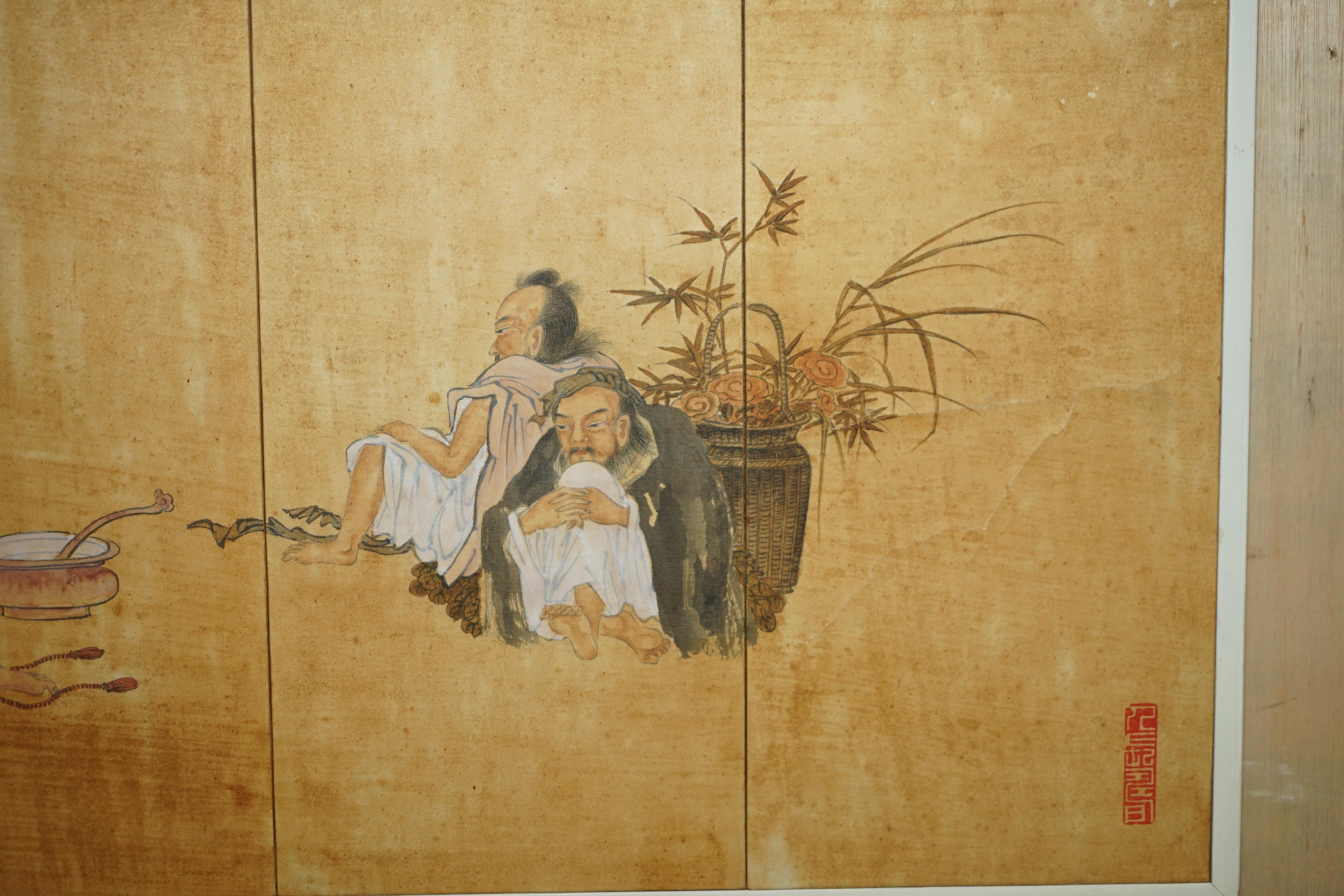 Chinese FINE PAIR OF EXTRA LARGE BOISTEROUS EXPLOITS OF THE DRUNKEN IMMORTALS PAINTINGs For Sale