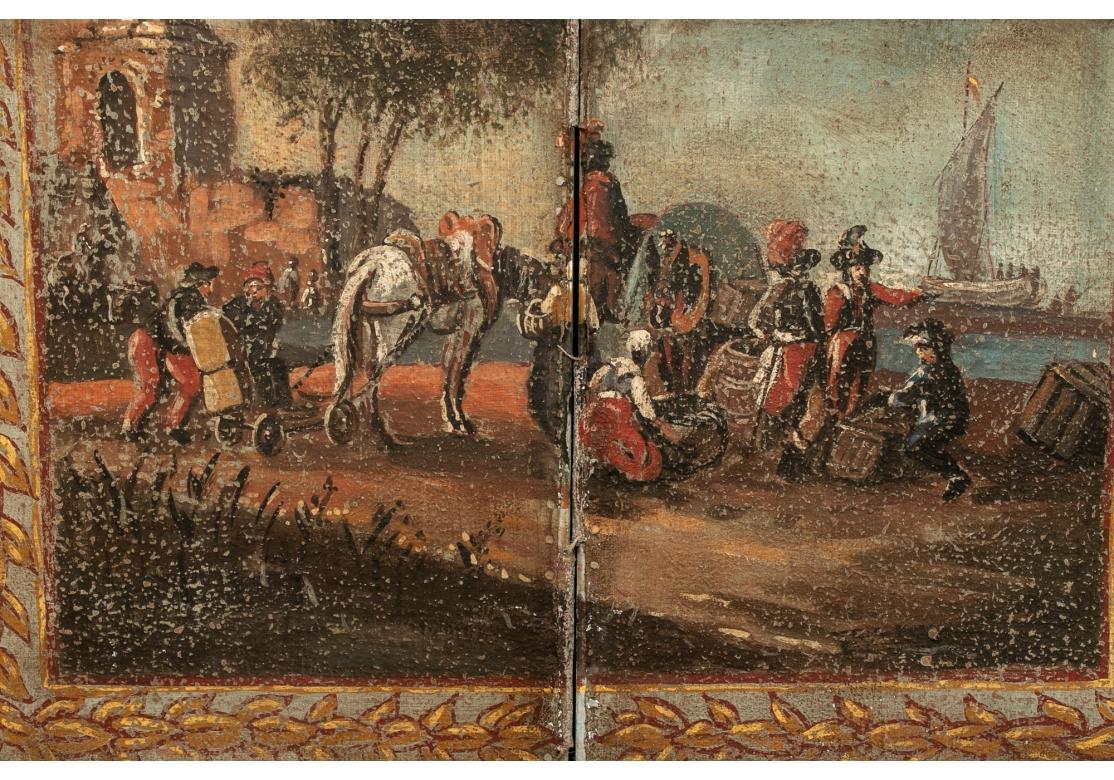 Paire de paravents européens peints du 18e C.  en vente 3