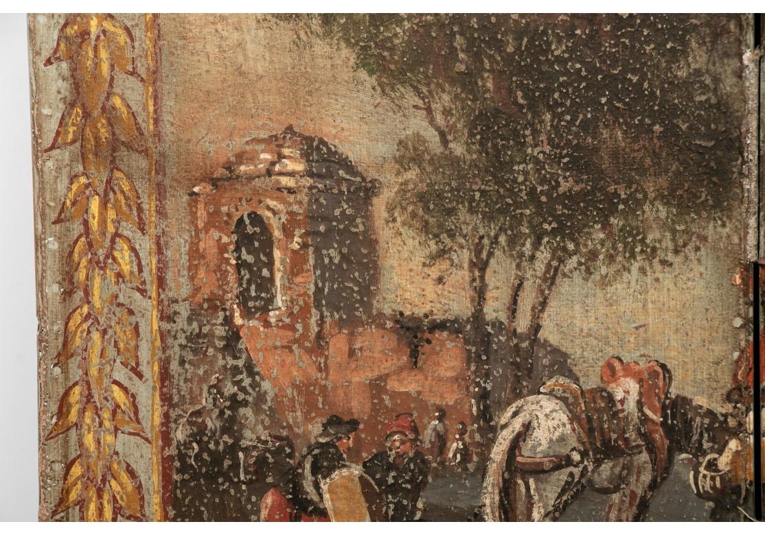 Paire de paravents européens peints du 18e C.  en vente 4