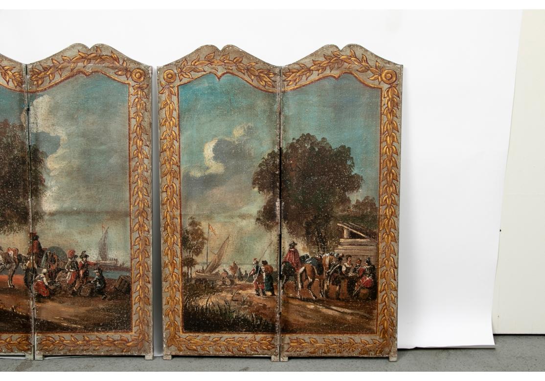 Fine Pair Of Fine 18th C. Painted European Screens  In Distressed Condition For Sale In Bridgeport, CT
