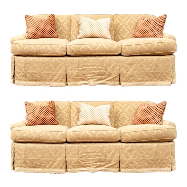 Fine Pair of Fine Quality Custom Upholstered Sofas For Sale at 1stdibs