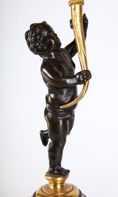 Fine Pair of French 18th Century Bronze and Gilt Bronze Candelabra