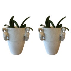 Fine Pair of French Art Deco Statuary Marble Jardiniere