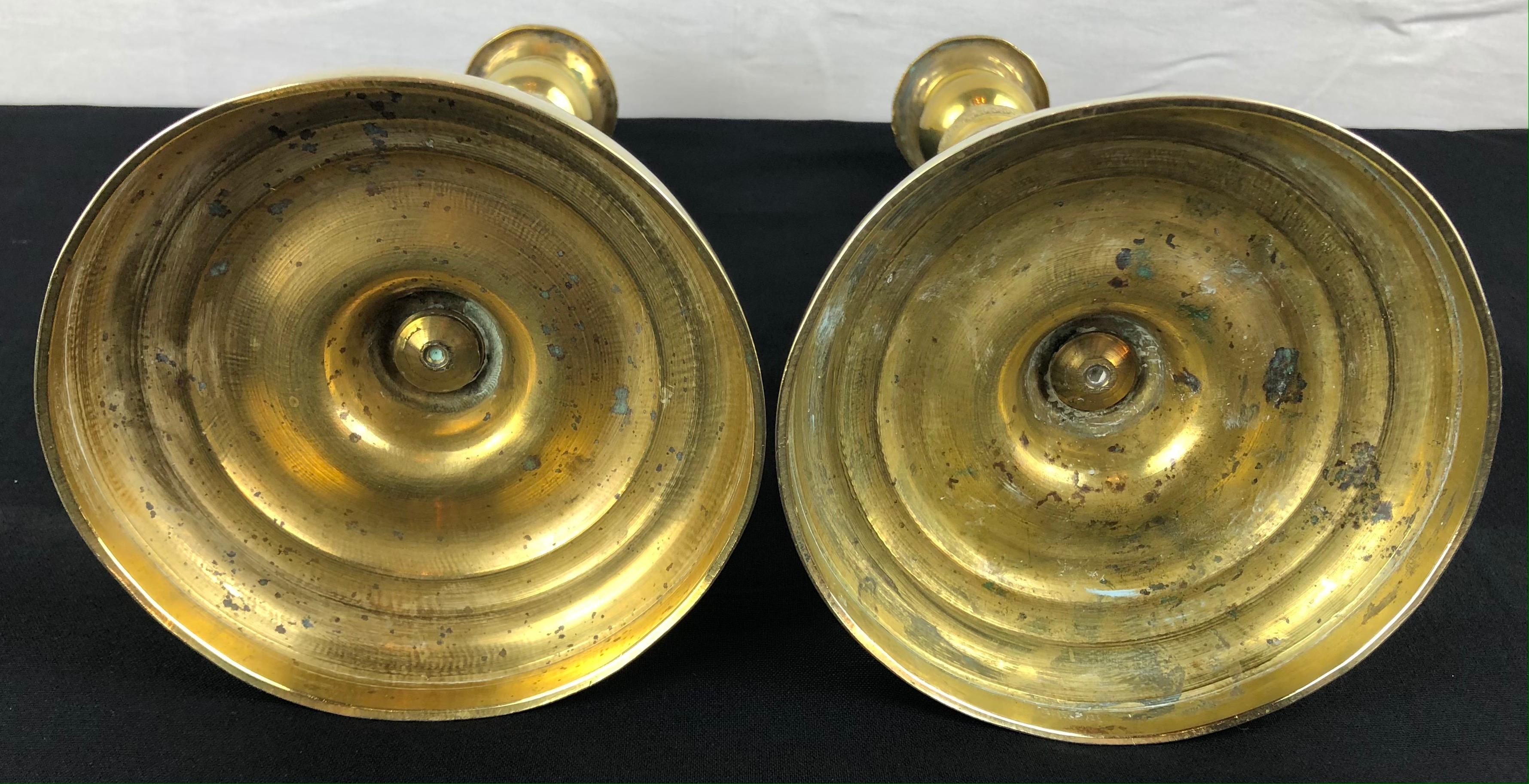 Fine Pair of Early 19th Century Empire Gilt Bronze Candlesticks In Good Condition For Sale In Miami, FL