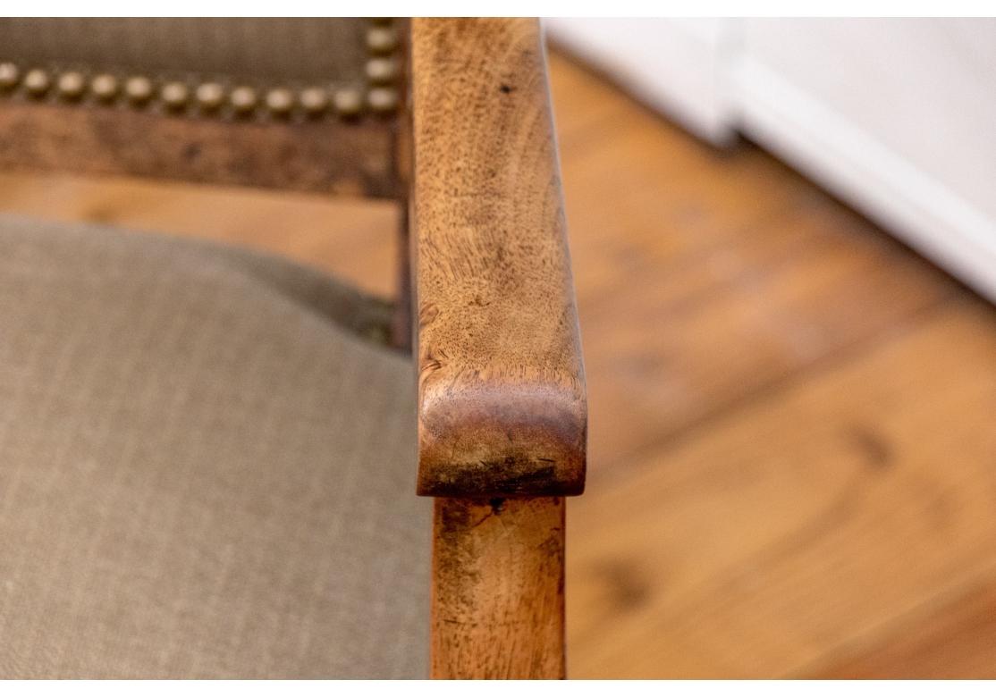 Fine Pair Of French Empire Style Upholstered Armchairs For Sale 7