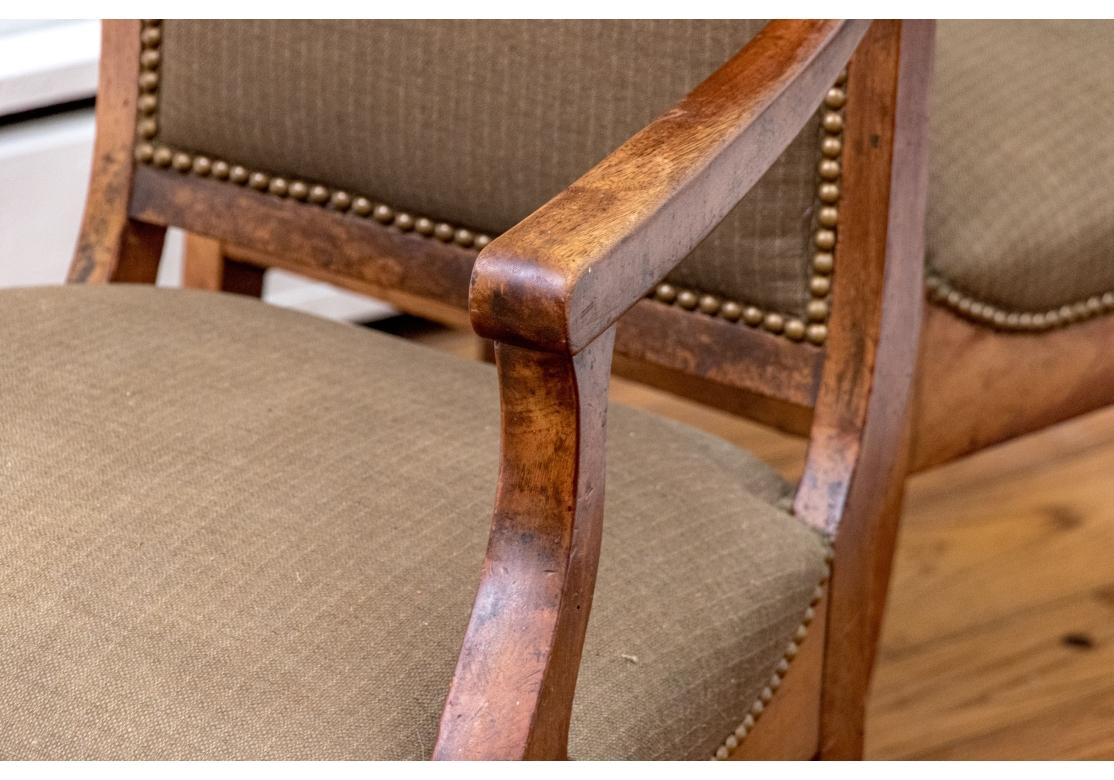 Fine Pair Of French Empire Style Upholstered Armchairs For Sale 8