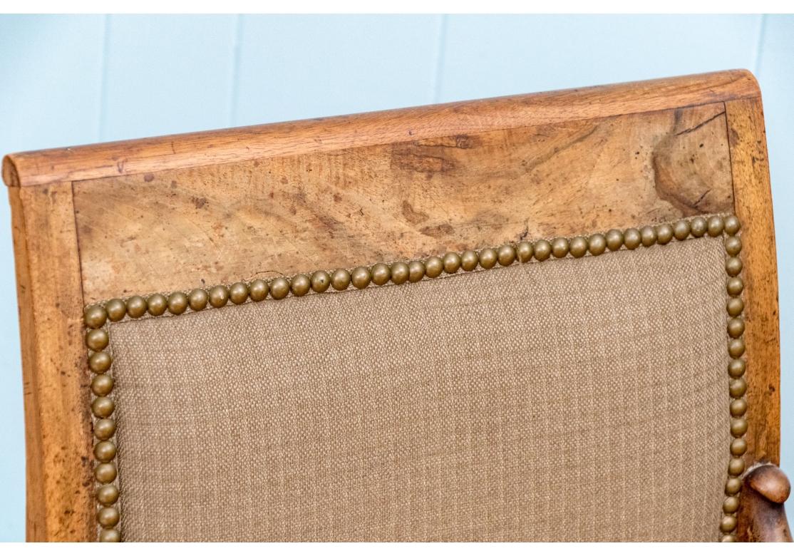 Fine Pair Of French Empire Style Upholstered Armchairs For Sale 9