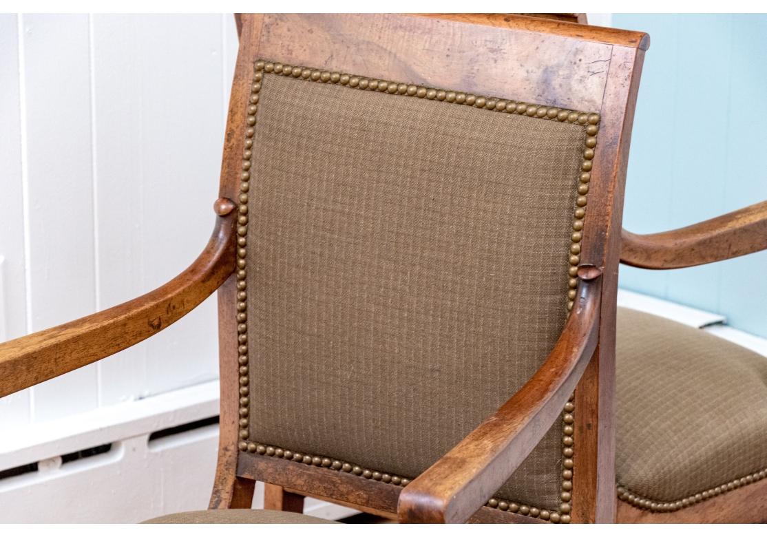 Fine Pair Of French Empire Style Upholstered Armchairs For Sale 10