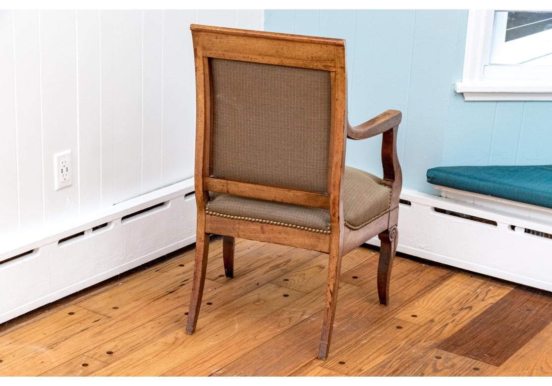 Fine Pair Of French Empire Style Upholstered Armchairs For Sale 11