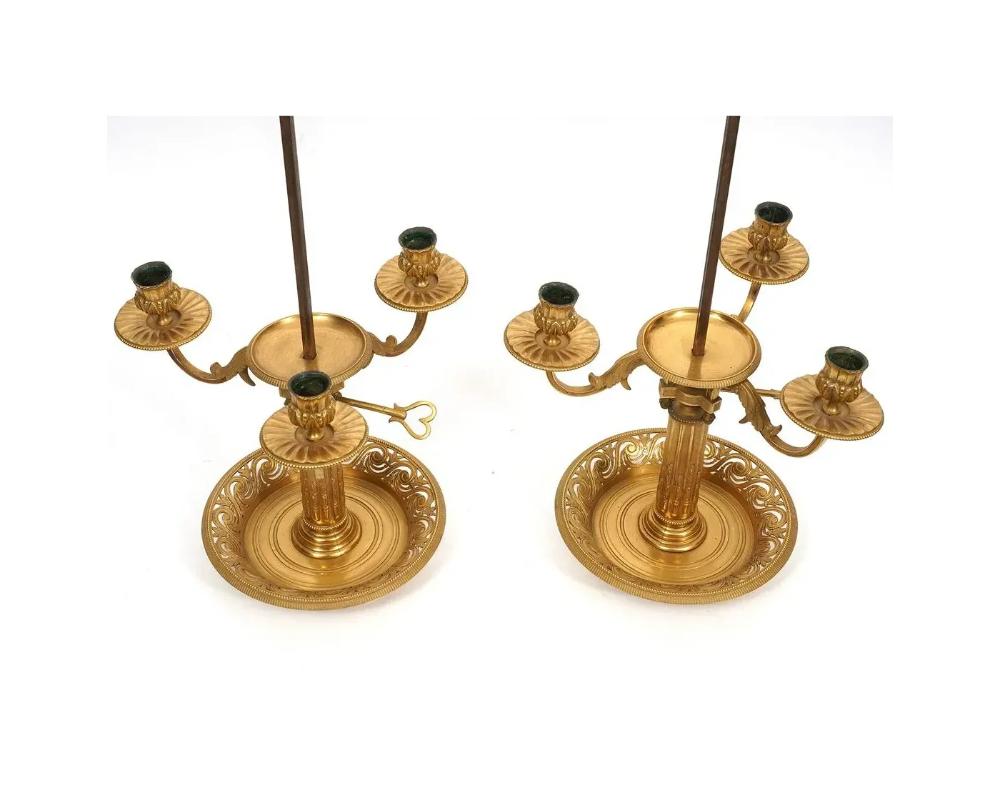 Paire de lampes Bouillotte en bronze doré, 19ème siècle Bon état - En vente à New York, NY