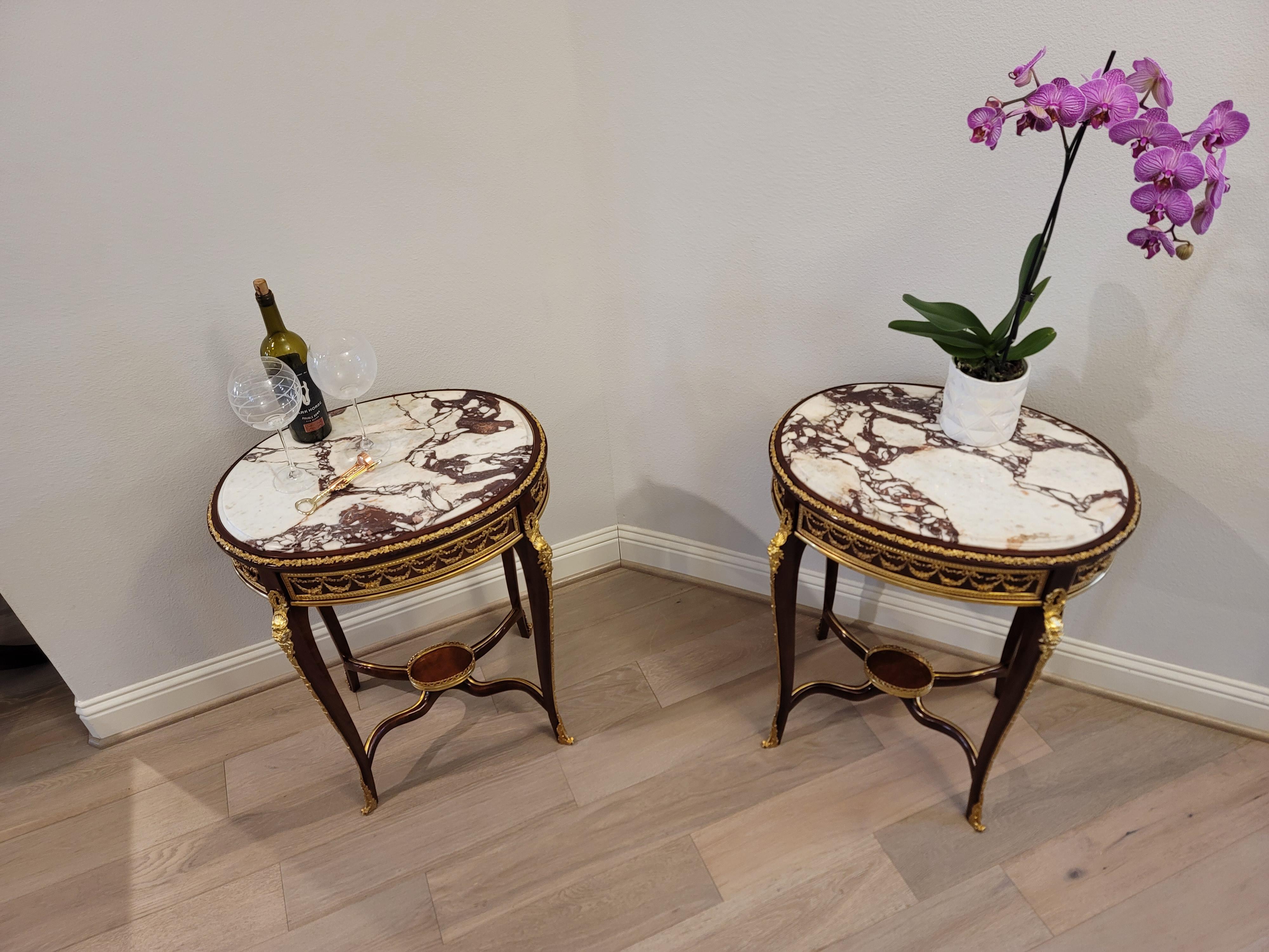 Gilt Fine Pair of French Louis XV Style Francois Linke Attrib. Side Tables For Sale