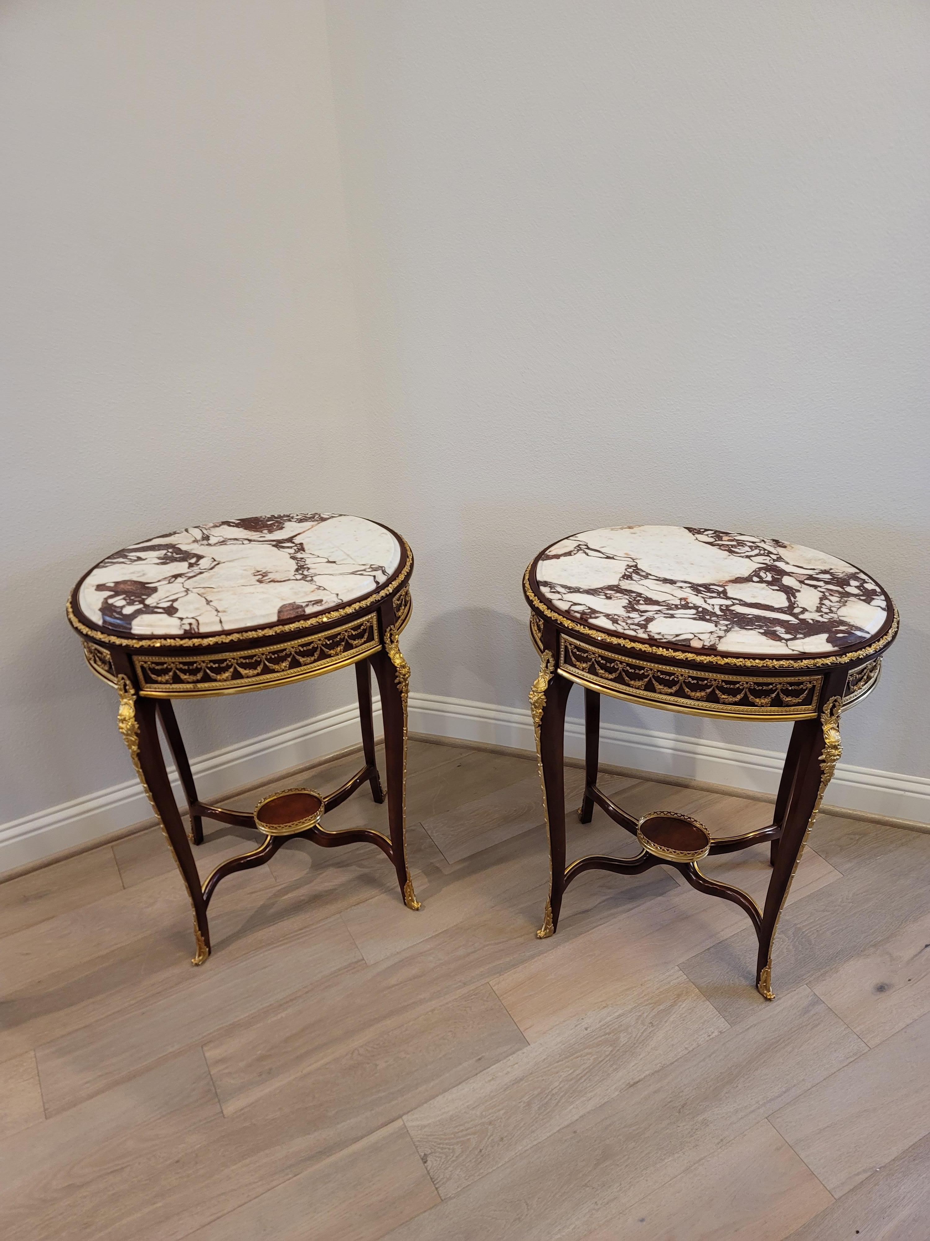 Fine Pair of French Louis XV Style Francois Linke Attrib. Side Tables In Good Condition For Sale In Forney, TX